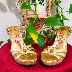 Kensie Girl Gold Wedge Sandals Size 8.5
